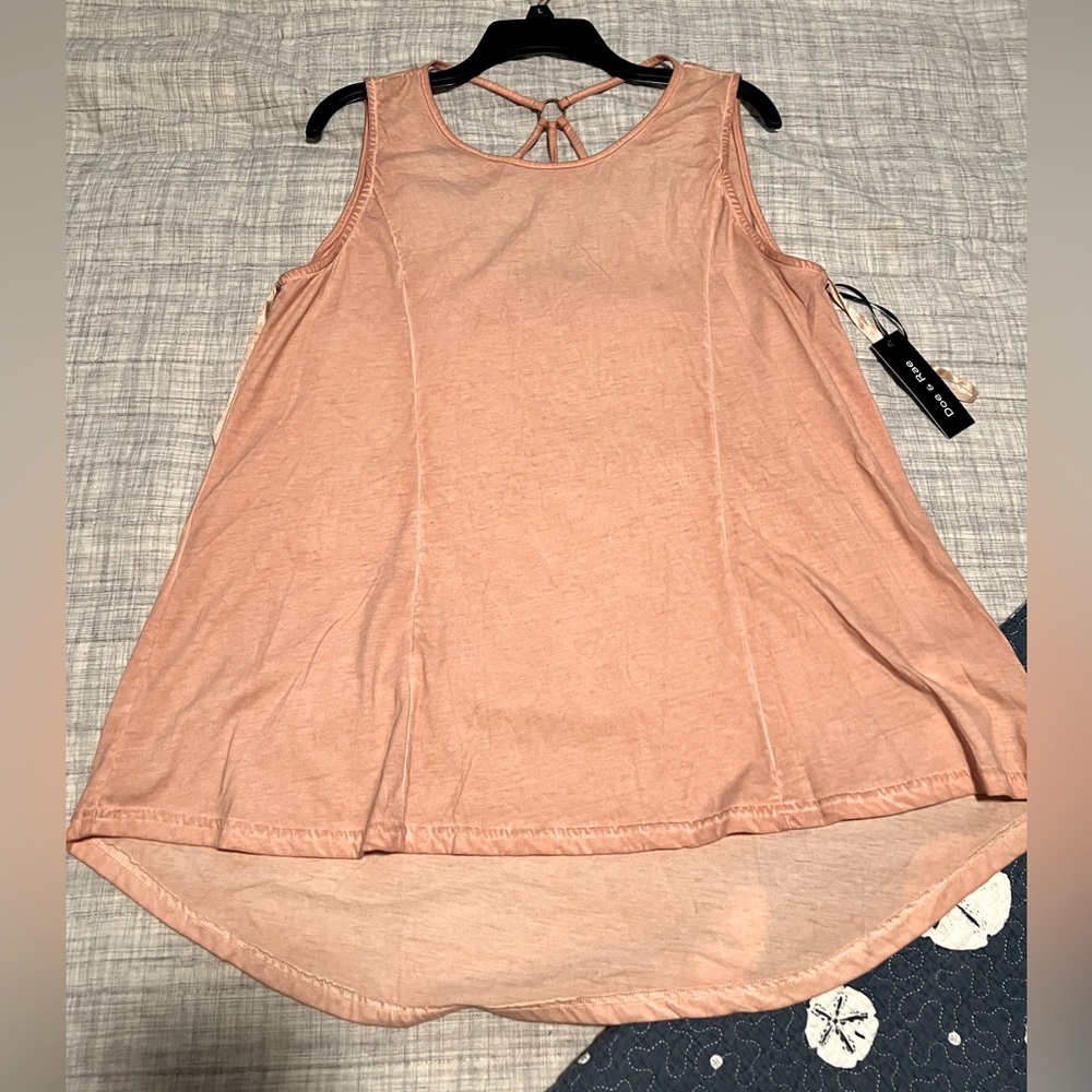 Doe & Rae peachy pink sleeveless tank top LARGE New with Tags